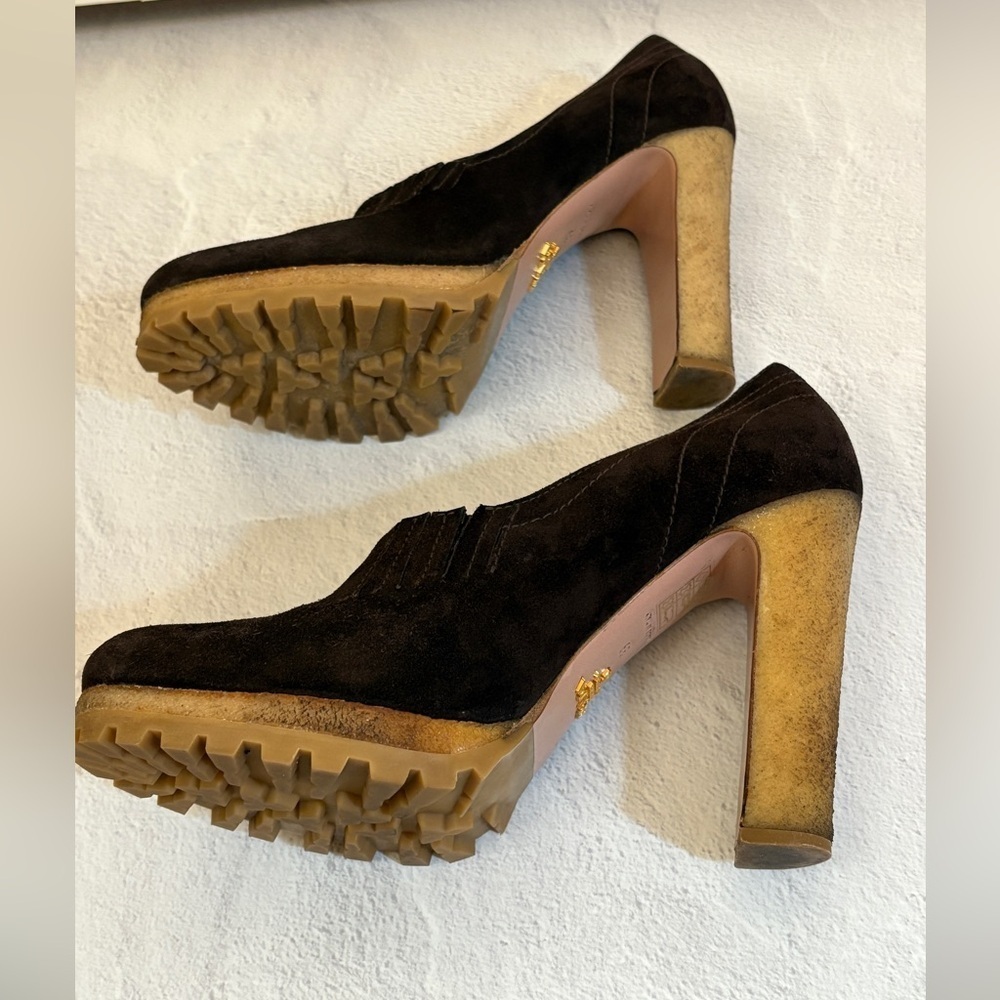 Prada Women's Brown Suede Shoes; Calzature Donna 39 - Picture 6 of 10